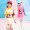 2021 Spring and summer Children's clothing new pattern girl Mid length version lovely Korean Edition printing Mosaic Children Hooded Sweater Easy