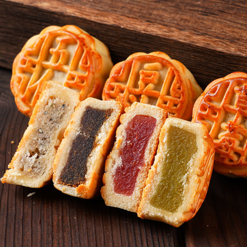 【买一送一】水果月饼广式迷你小月饼五仁多口味散装传统糕点整箱