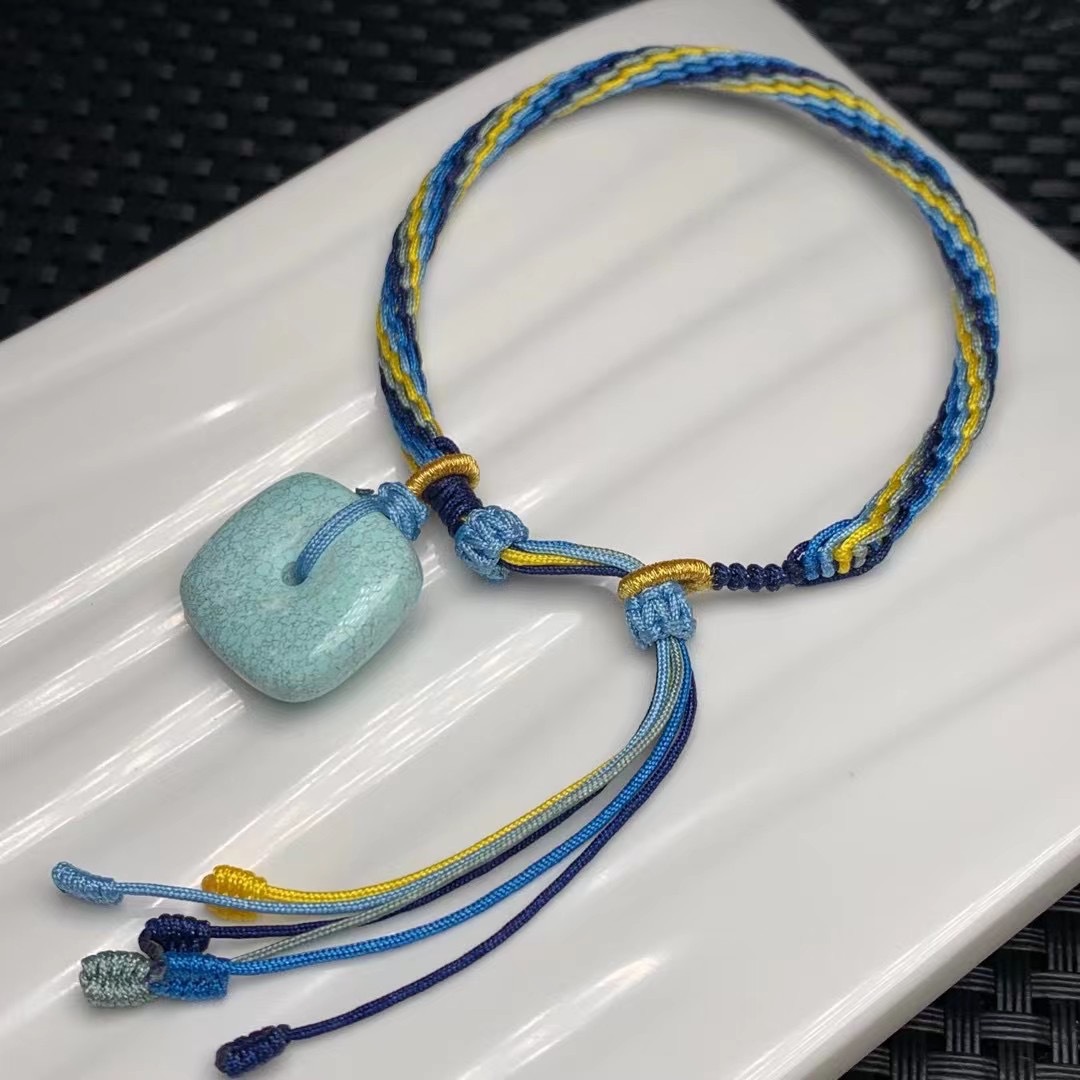 厂家批发湖北原矿绿松石diy款藏族风格藏扣手链高瓷新颖男女饰品