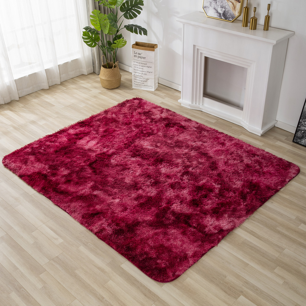 Tie-Dyed Long Fluff Living Room Carpet Floor Mat Bedroom Tea Table Cloth Nordic Instagram Style Thickened Washable Factory Wholesale