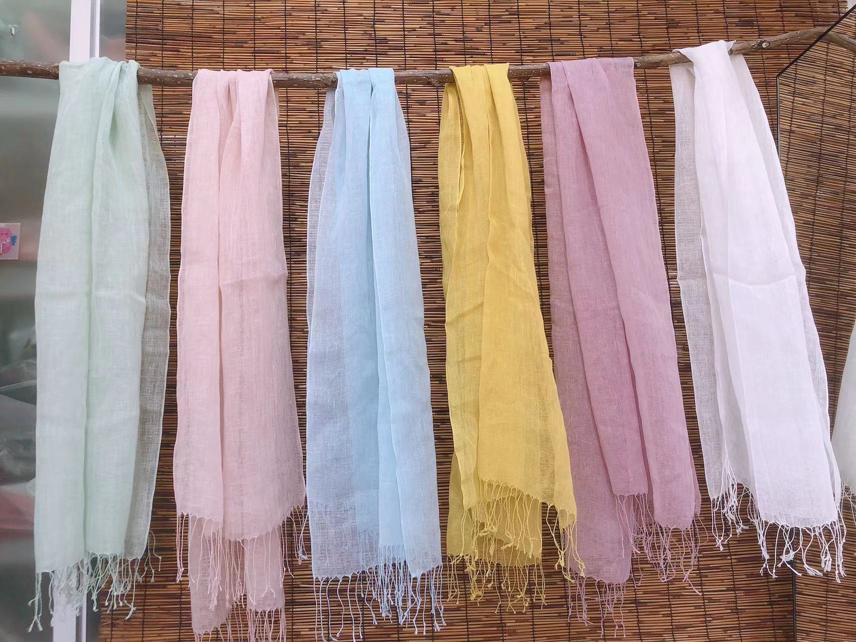 日韩外贸小清新亚麻纯色围巾 25个色 长期有货 支持一件代发