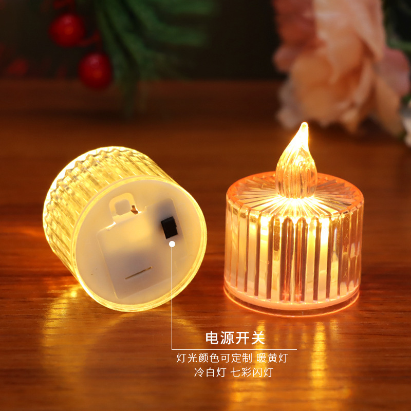 Craft Tealight LED Candle Christmas Electric Candle Lamp Rose Layout Props Wholesale Birthday Gathering Party