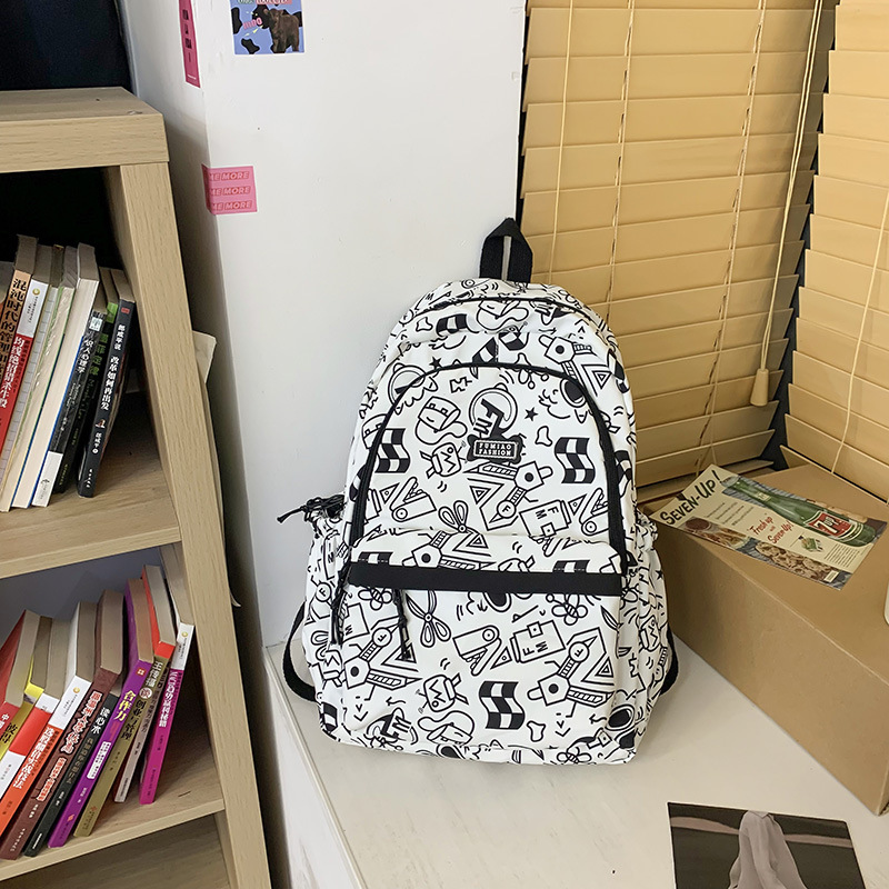 Middle School Student Schoolbag Female Junior High School Student Ins Niche Harajuku Graffiti Cute Backpack High School Student Large-Capacity Backpack