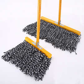 木杆木头平板拖把老式家用普通拖布厂家直销大号棉线宽头墩布