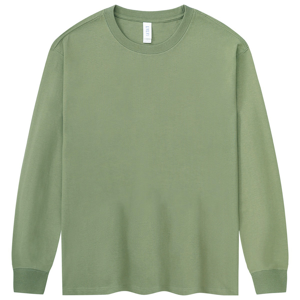 230克重磅 棉宽松版男士长袖t恤 纯色空白圆领衫 印花班服文化衫