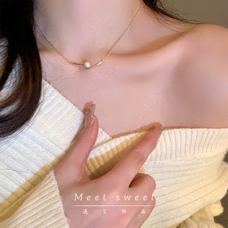 Korean Elegant Heart Butterfly Pearl Tassel Necklace Minority Fashion High-Grade Clavicle Chain All-Match Necklace Wholesale