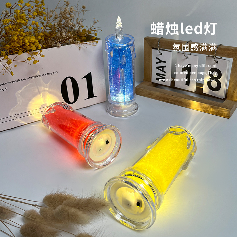 LED Electronic Candle Acrylic Christmas Luminous Tears Candle Bar KTV Decoration Scene Layout Restaurant Ornament