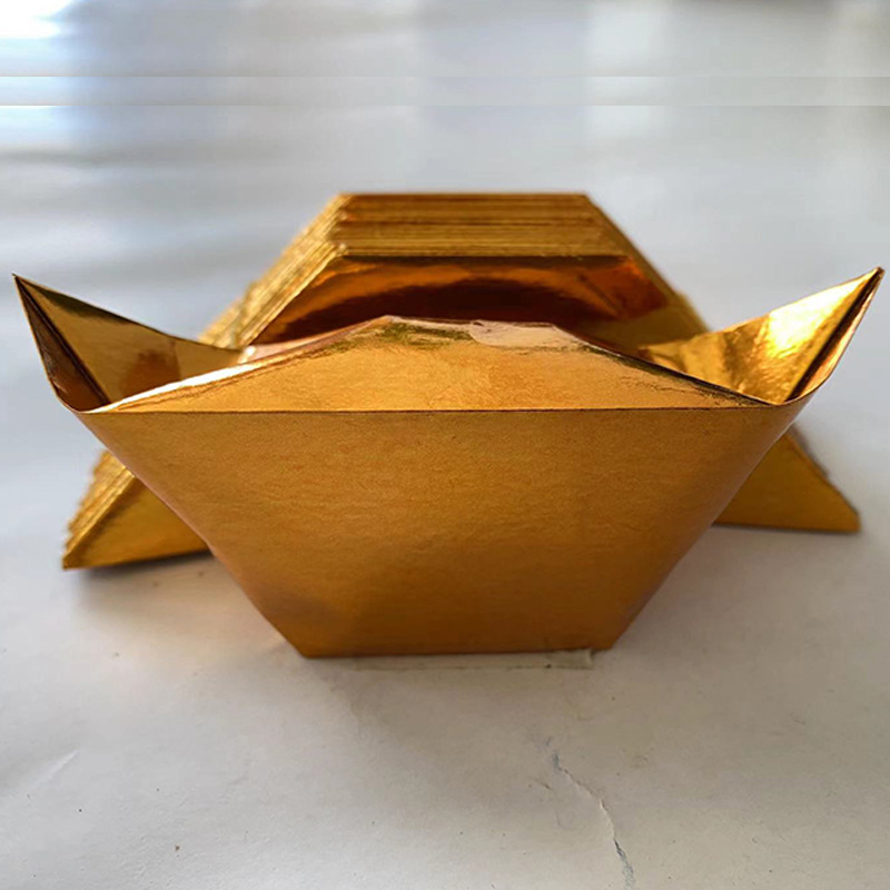 现货批发殡葬用品切角半成品金元宝金银纸锡箔纸元宝 祭祀冥币