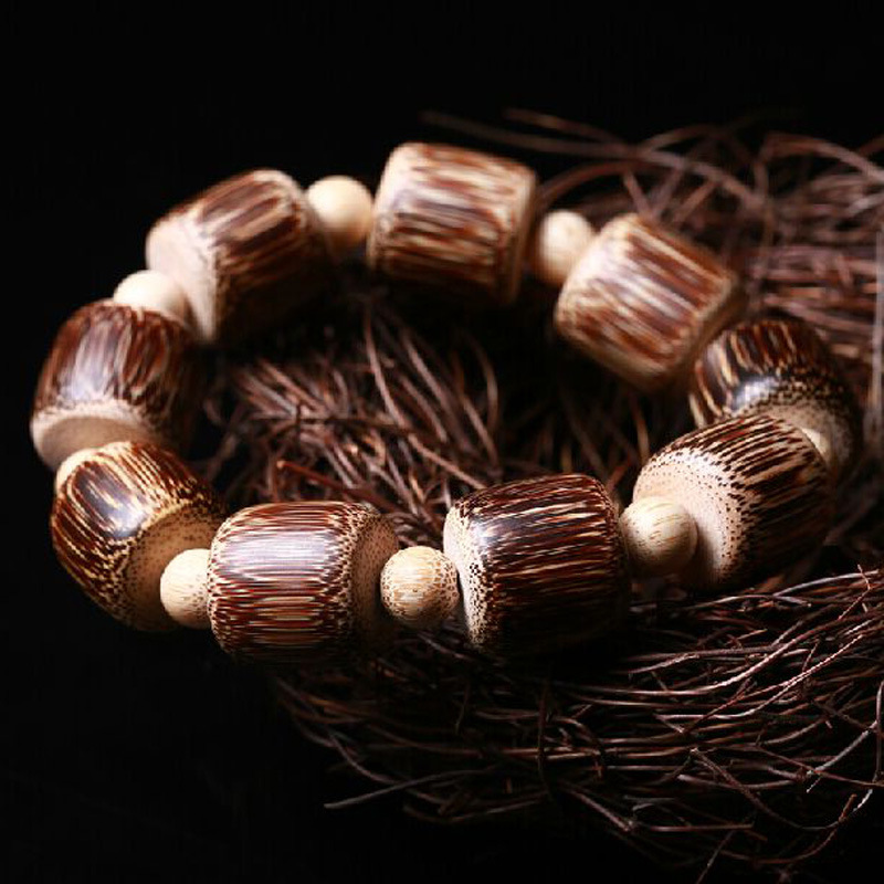 互鑫精选金丝竹手串龙血丝文玩佛珠手链男女桶珠竹子竹根身体首饰