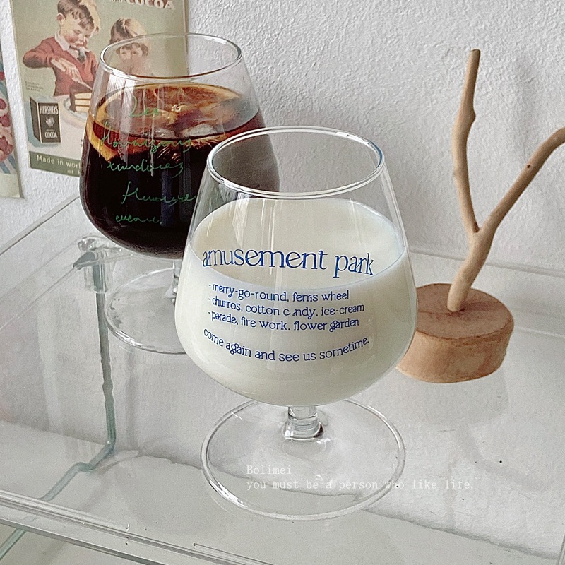 Thermal Transfer Printing Korean Ins Style Red Wine Glass Big Belly Wine Glass Juice Cup Household Wine Glass