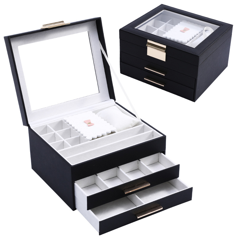 2023 New Jewellery Box Storage Large Capacity Bracelet Ring Necklace Earrings Eardrops Storage Box Household