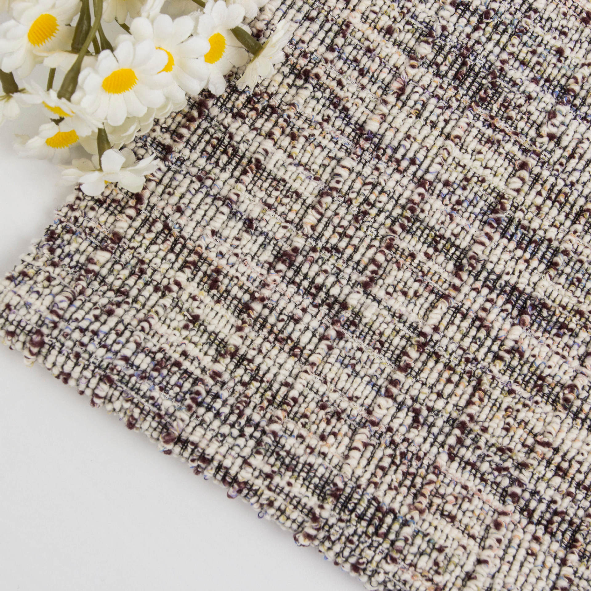 tc小香风色织段染双面提花针织大肚纱粗纺面料女装竹节粗针外套