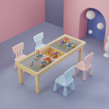 实木积木桌兼容积木大小颗粒超大号桌多功能家用商用游戏玩具学习