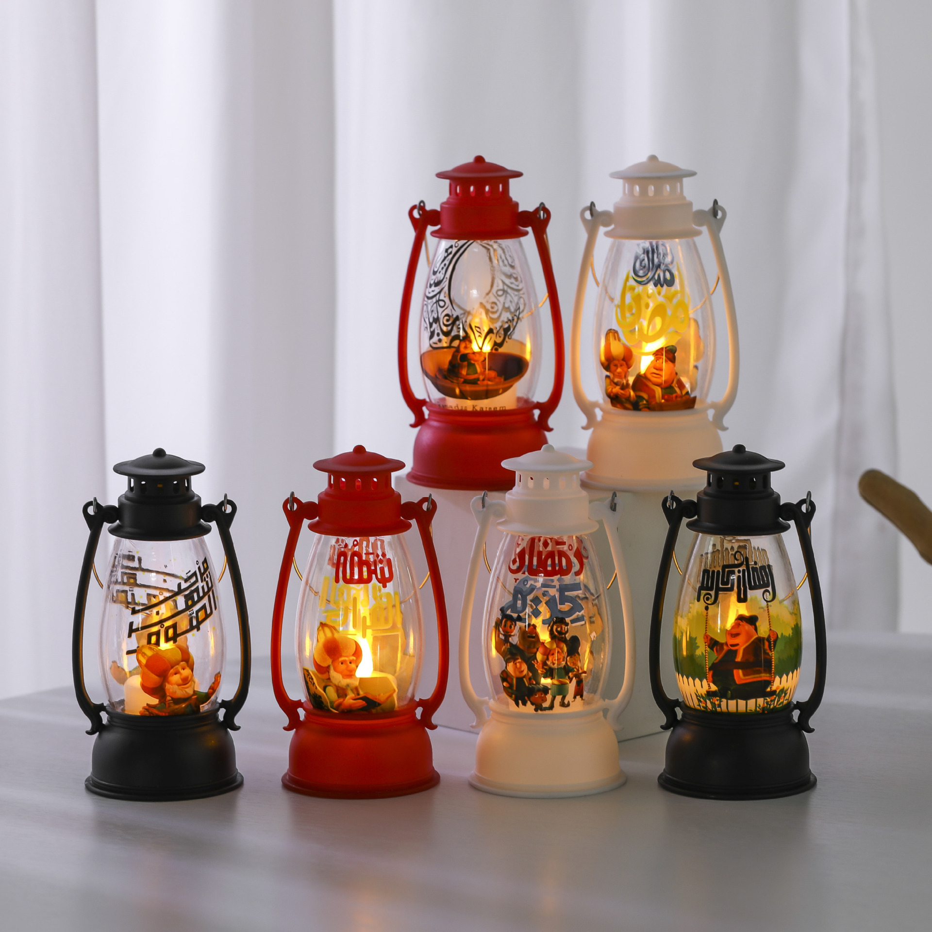 Middle East Festival Led Lantern Storm Lantern Portable Small Lantern Electric Candle Lamp Retro Small Oil Lamp Factory Wholesale