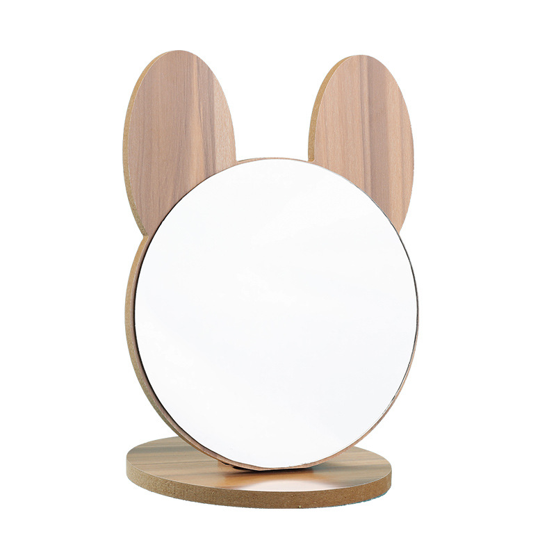 INS Style Student Bedroom Desktop Makeup Mirror Korean Style Simple Wooden Dressing Mirror Bedroom Online Celebrity Mirror