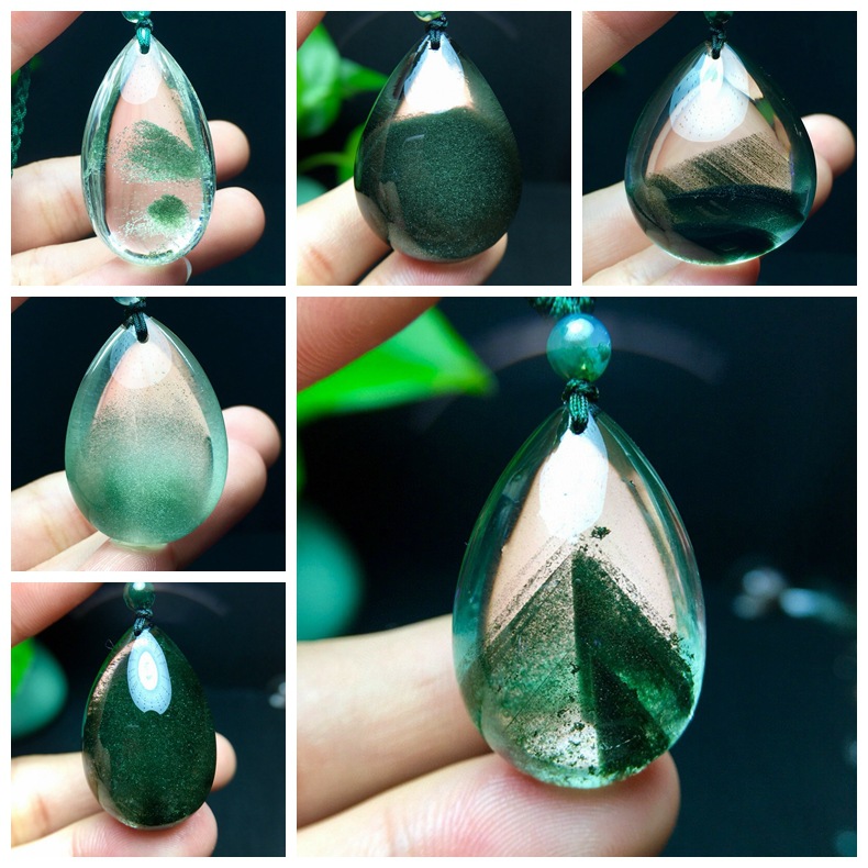 丹利水晶绿幽灵吊坠绿幽灵水滴形状吊坠多款式