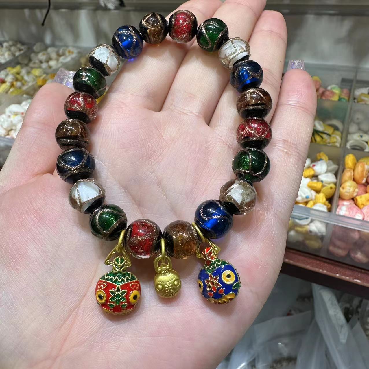 北京香灰琉璃五行多宝手串吞金兽男女款抖音同款手链批发小红书