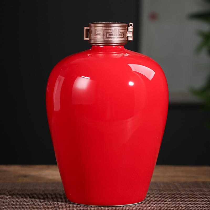 陶瓷瓶今天价格行情查询-品鉴梅花红色创意酿酒大容量酒坛-阿里巴巴