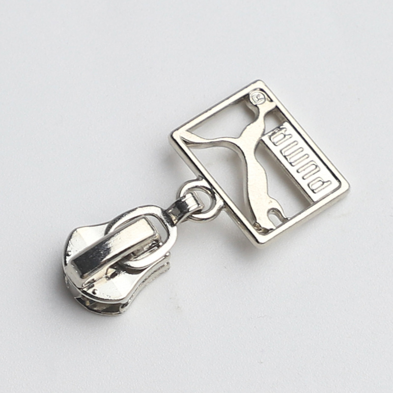 factory wholesale no. 5 silver locking pull head luggage tent zinc alloy zipper head clothing clothing pull head