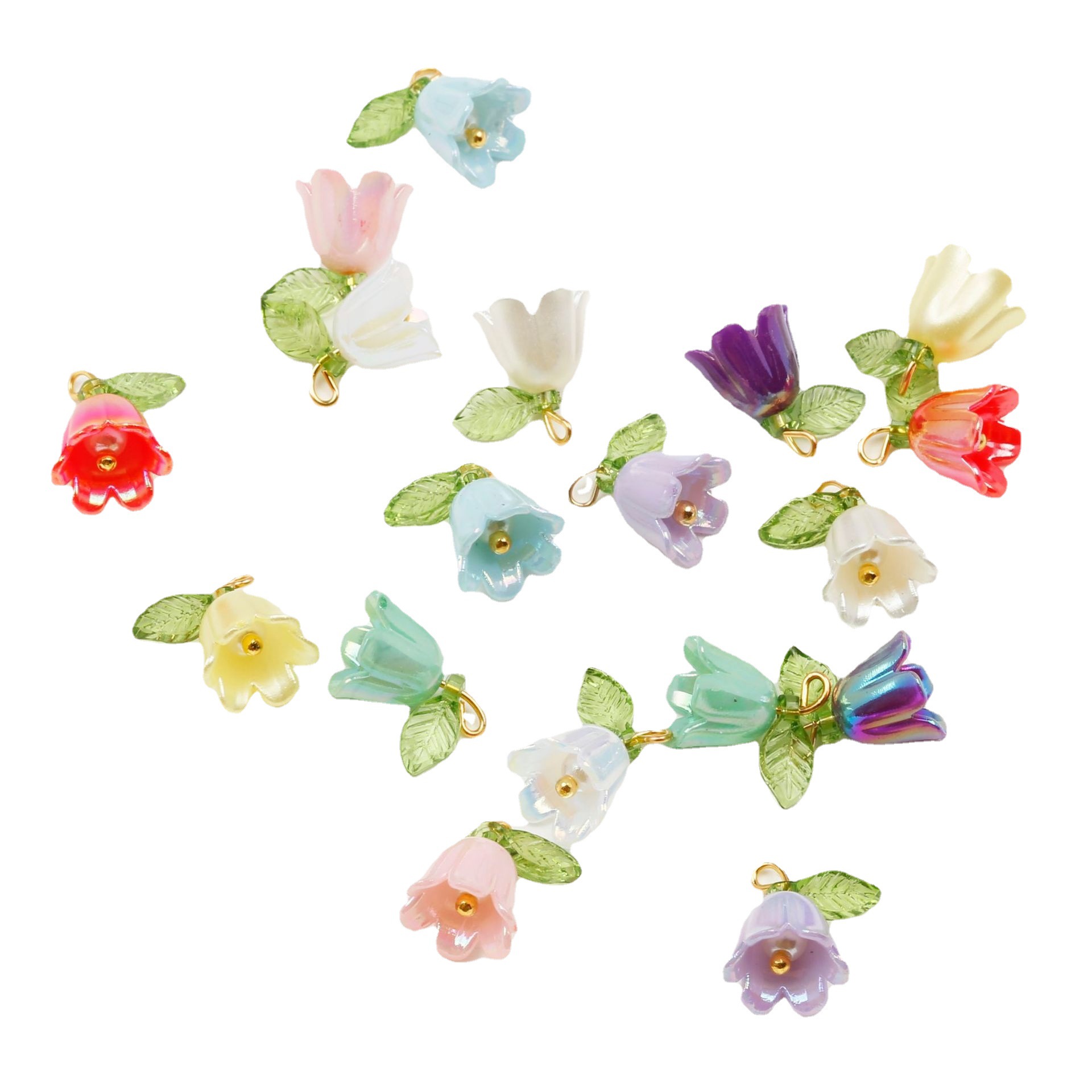 1.5cm Factory Direct Sales DIY Ornament Pearl Lily Three-Dimensional Leaf Flower Bracelet Key