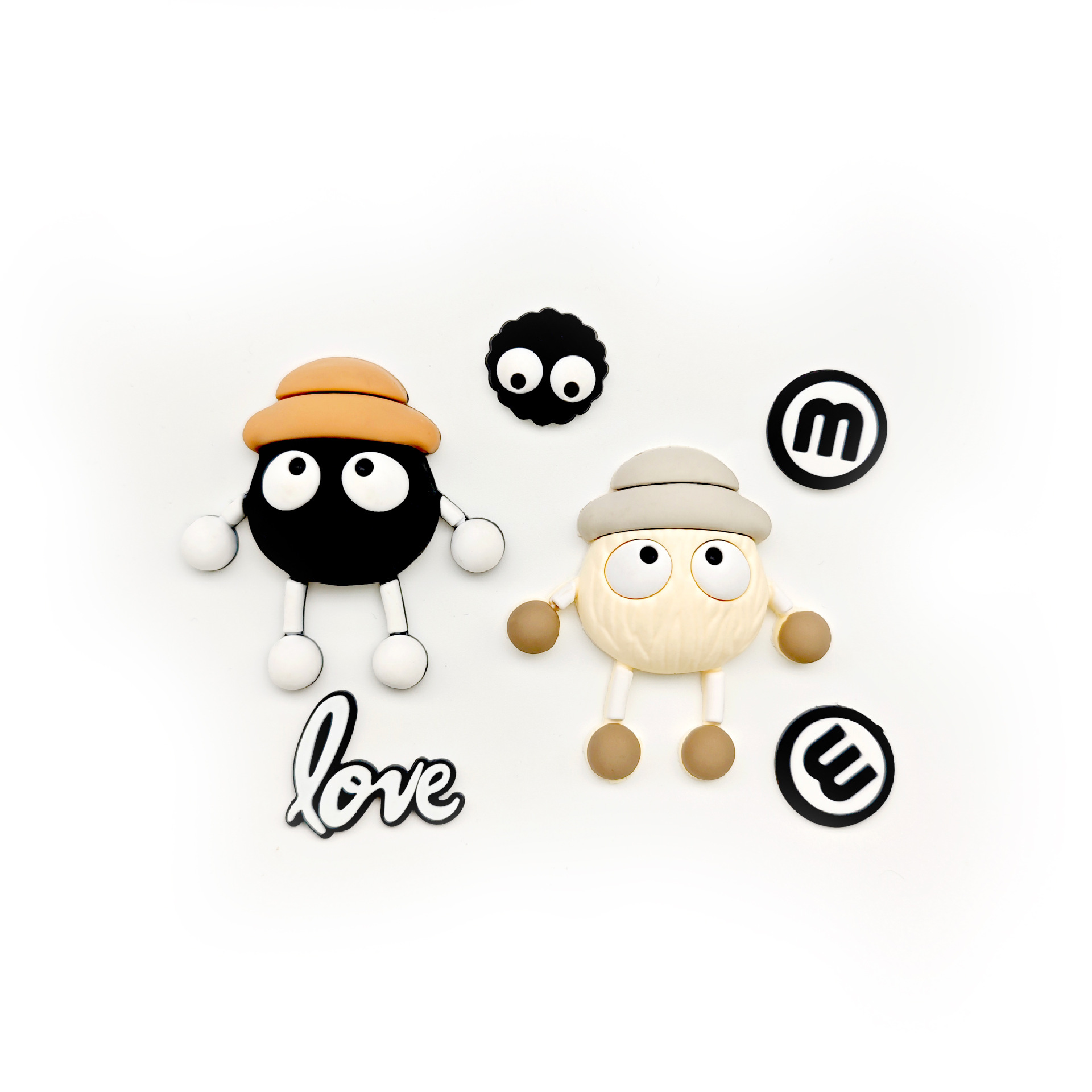 2024 爆款 卡通煤球黑白大公仔 洞洞鞋装饰鞋扣配件 可拆可-阿里巴巴