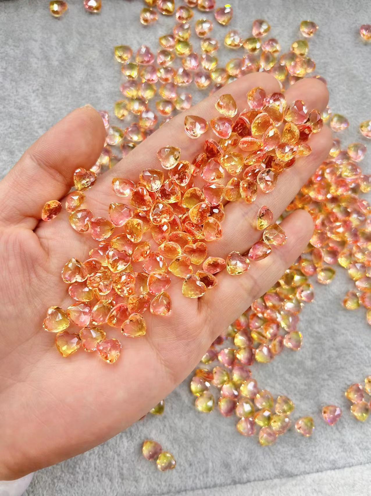 Tourmaline Gradient Color 8mm Peach Heart Series Nail Beauty Rhinestone Ornaments Accessories Factory Wholesale