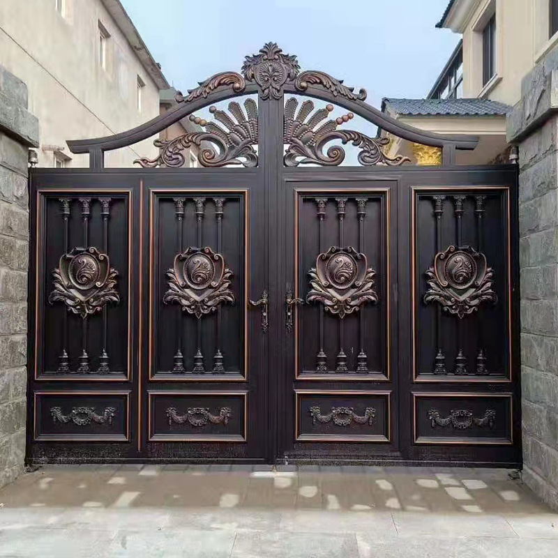 雕花艺术双开别墅大门自建房铝合金门  厂家欧式别墅铝艺大门批发