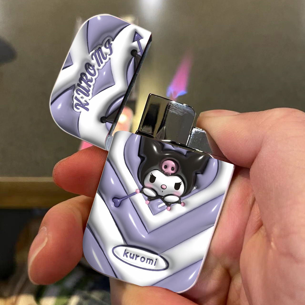3d Clow M Cute Pink Flame Gas Transparent Lighter Ins Girl Good-looking Creative Windproof