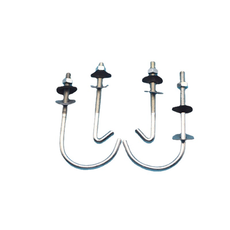 石棉瓦钩丝异型钩件 挂钩角钩螺栓 直钩圆钩 整套铁圆瓦钩u型螺丝