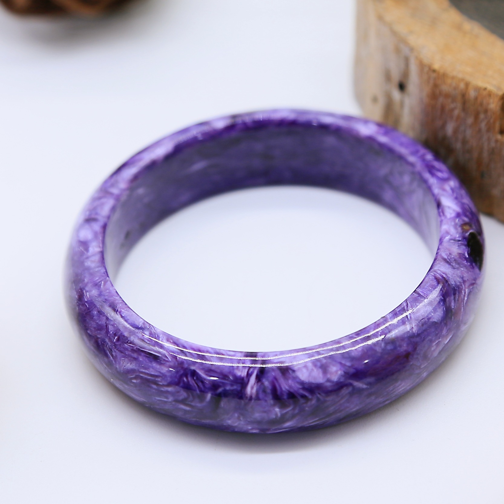 高品质宝石紫龙晶天然龙纹满纹手镯母亲节女友礼物时尚女人石手镯