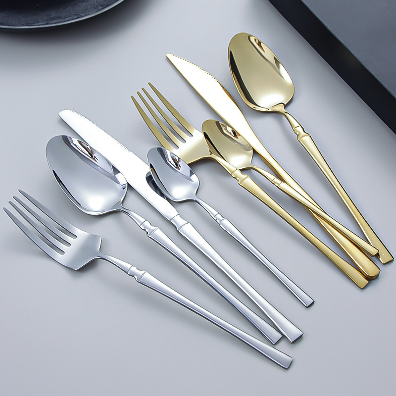 Stainless Steel Knife, Fork and Spoon Tableware Suit Cross-Border Small Waist Tableware Net Red Steak Knife Fruit Dessert Coffee Spoon