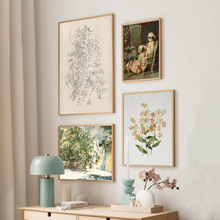 多款油画装饰画美式复古挂画芯法式软装客厅沙发小众组合植物风景