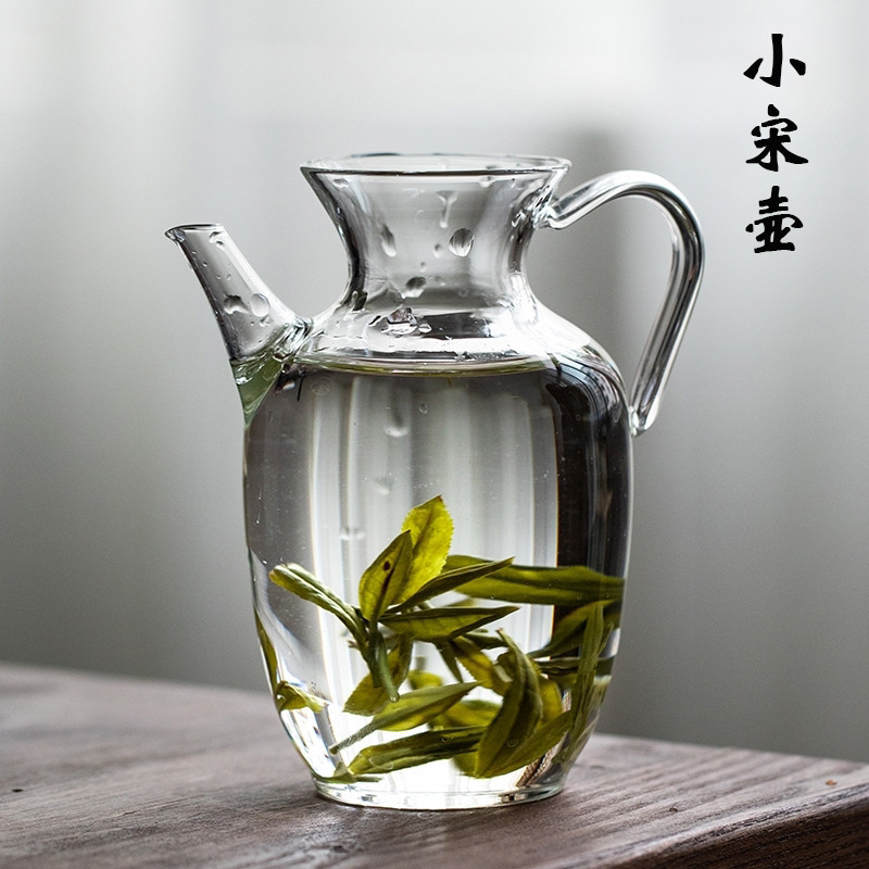 透明仿宋小茶壶手执壶高硼硅玻璃绿茶壶公道杯分茶器复古小水壶