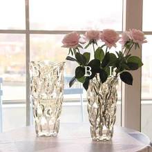 波西米亚玻璃花瓶插花  轻奢高级感花瓶批发 简约透明花瓶工厂