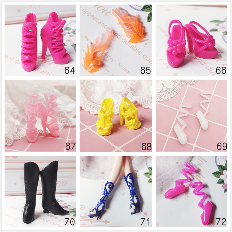 30厘米乐乐芭比娃娃高跟鞋小黑鞋凉鞋女孩过家家玩具配件鞋子礼物