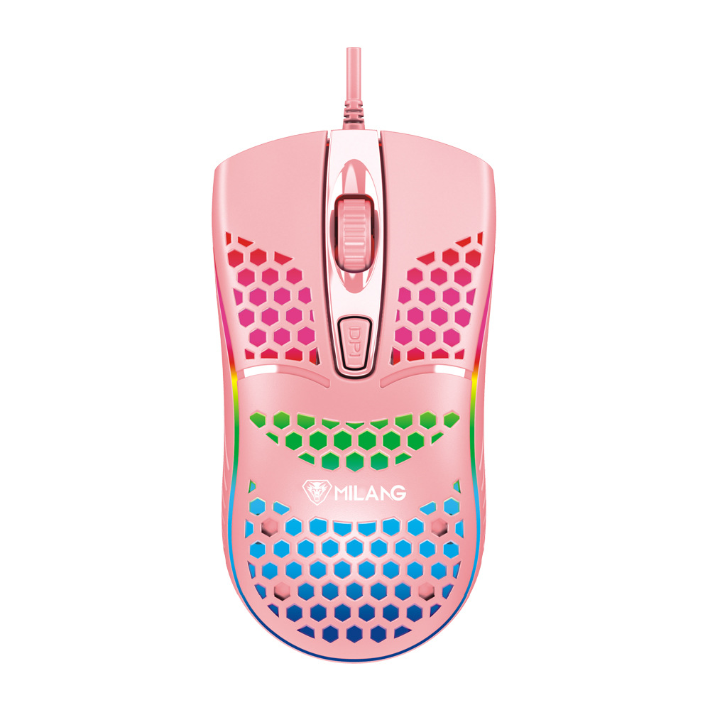 米狼m7洞洞鼠标可爱usb七彩发光鼠标台式笔记本机适用跨境亚马逊