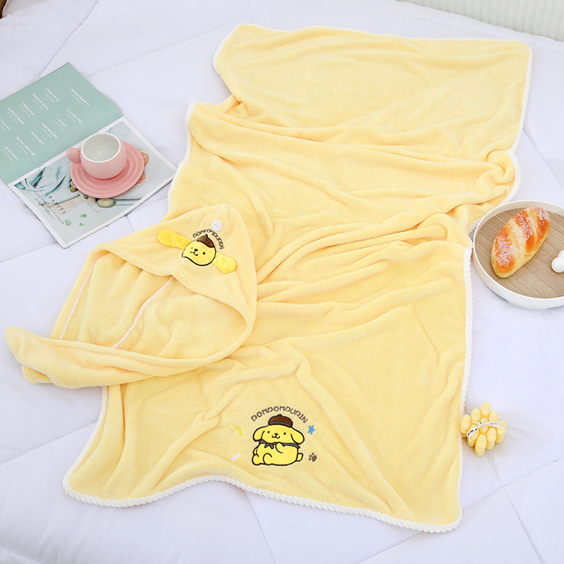 Sanrio Cartoon Coolomi Bath Towel Two-Piece Set Absorbent Quick-Drying Non-Drop Towel Cute Melody Hair Drying Cap