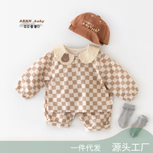 婴儿春季新款套装男女宝宝森系棉质两件套儿童洋气0-3岁休闲外出