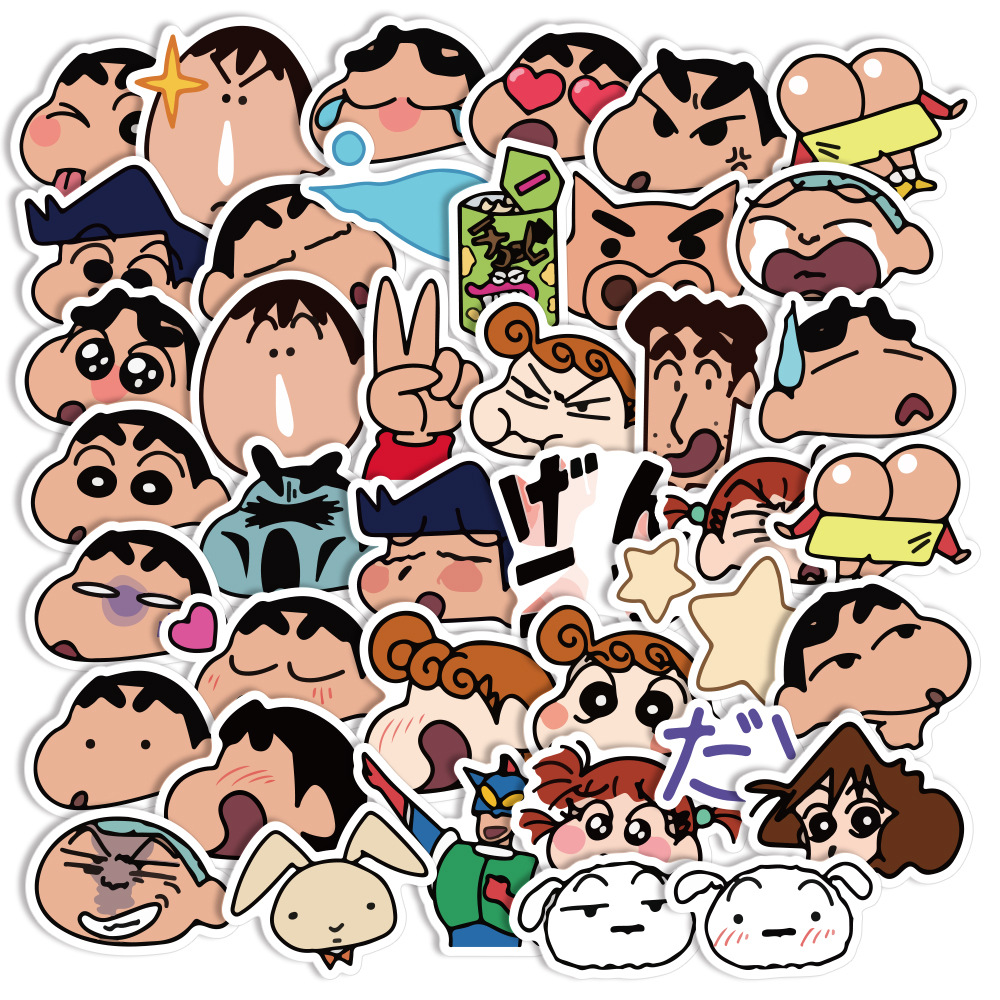 40张蜡笔小新贴纸 可爱日本动漫卡通手账素材 文具手机壳手帐贴纸