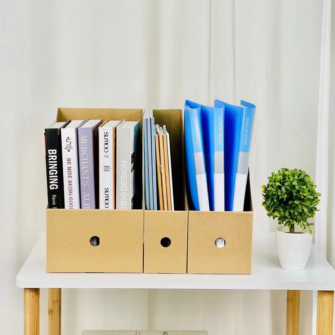 桌面文件收纳架文件夹纸质原色书架档案收纳立式