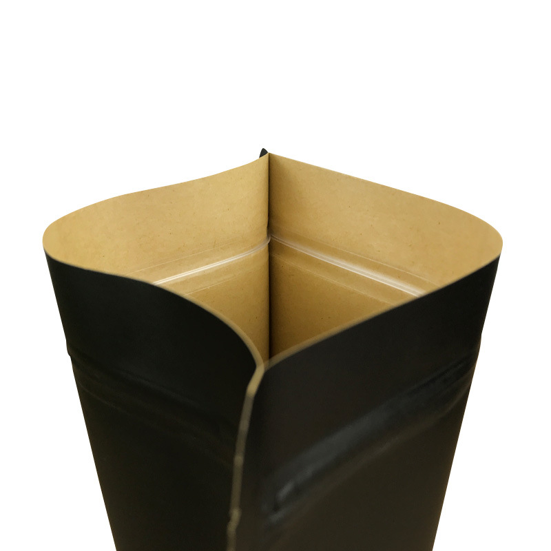 Black Kraft Paper Self-Supporting Window Ziplock Bag Coffee Tea Specialty Leisure Food Sealed Packing Bag Wholesale