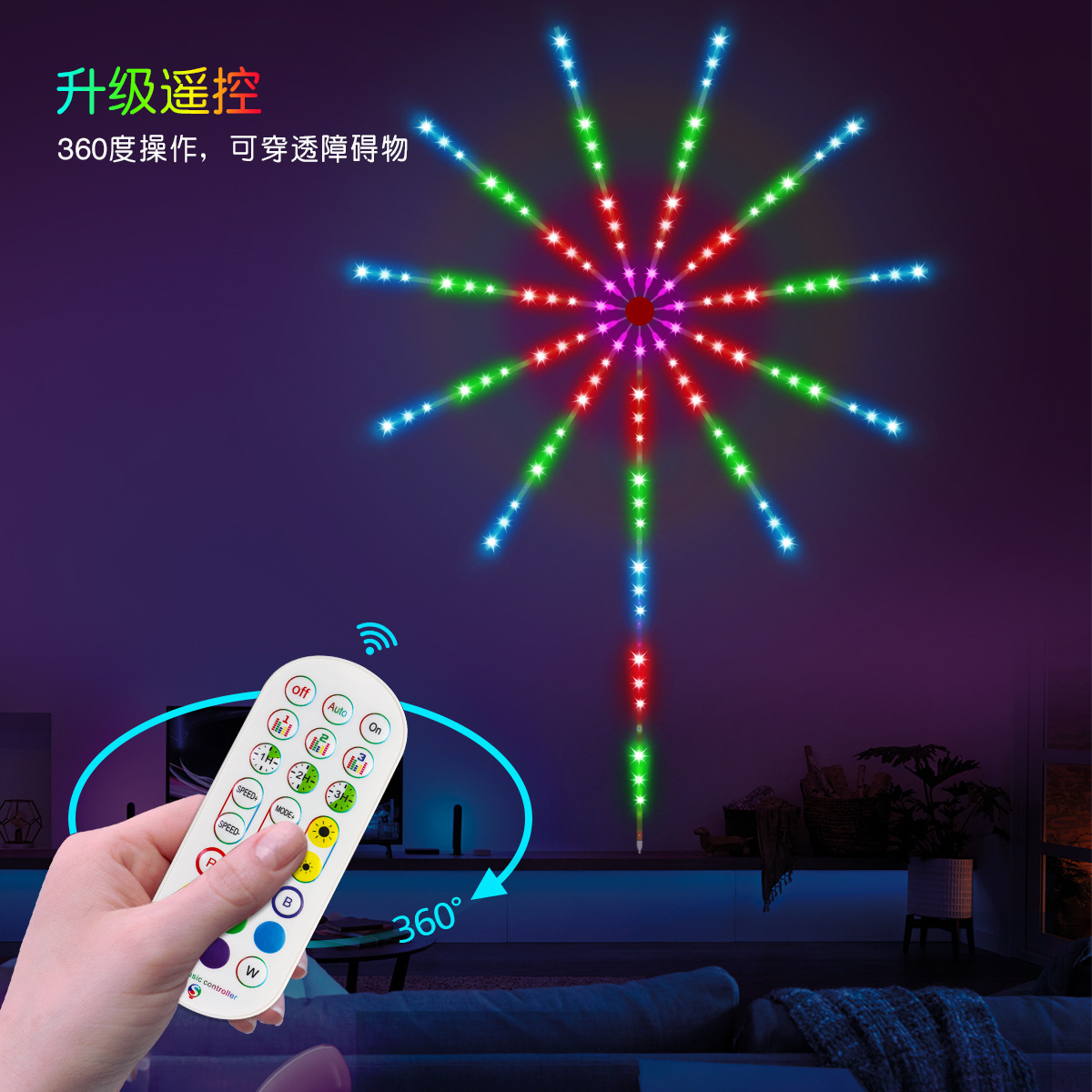 Cross-Border Factory Trade Christmas Decoration Led Music Running Water Horse Explosion Light with Full Color Fireworks