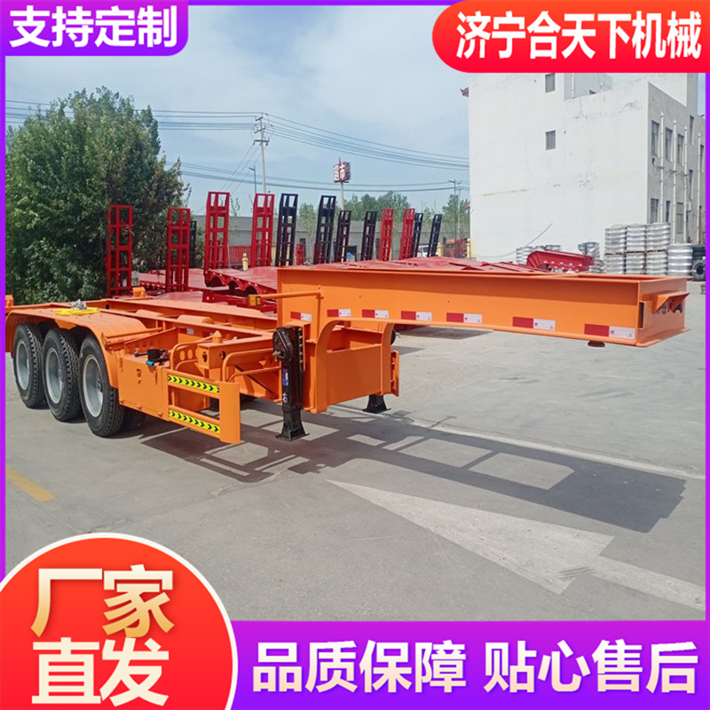 平板半挂车骨架后翻车斗轻型平板运输半挂车平板40英尺平板半挂车