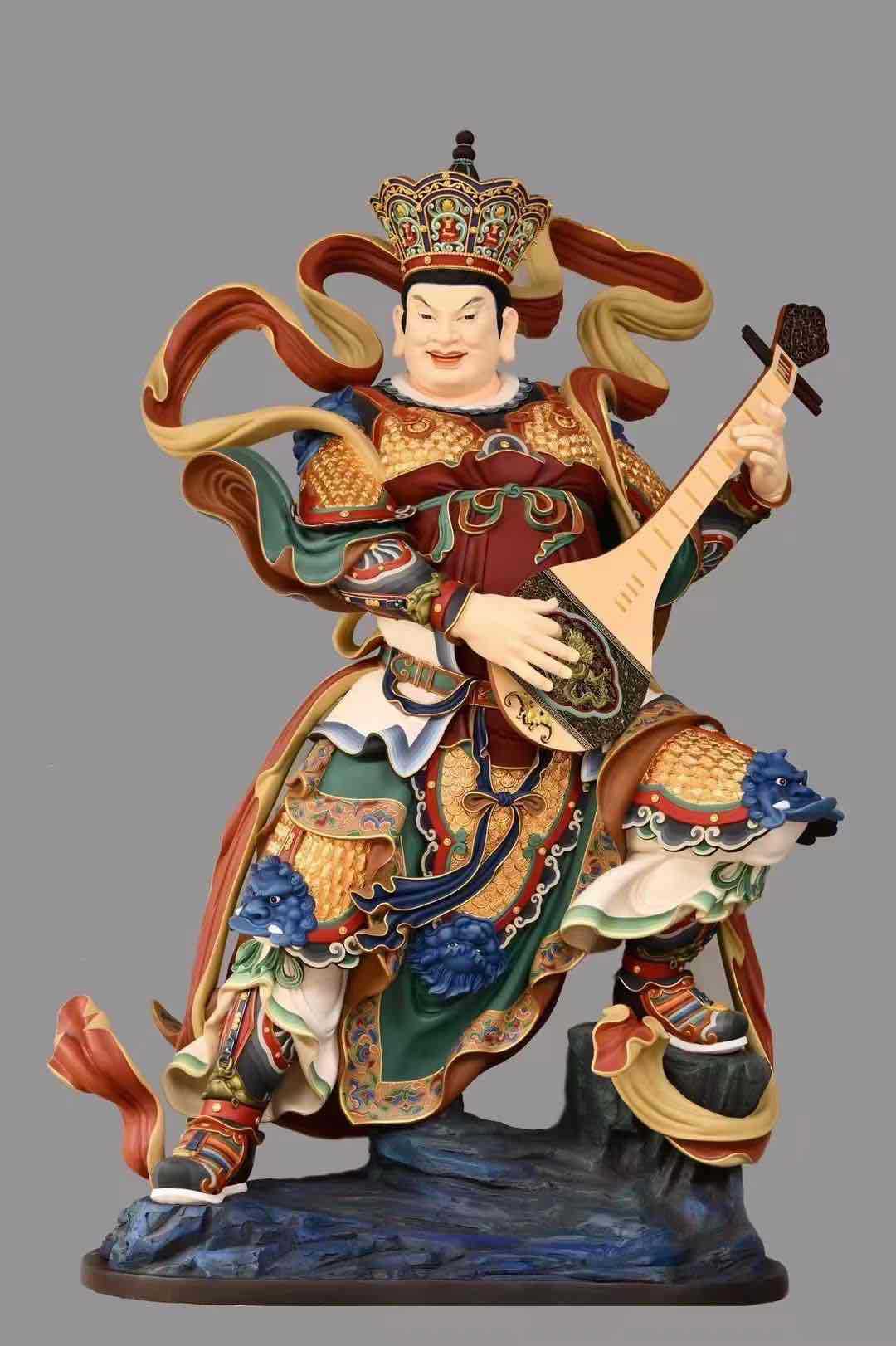 玻璃钢佛像批发 寺院神像四大天王彩绘贴金灵盛工艺