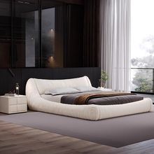 布艺床现代简约轻奢高端大气主卧大床意式极简榻榻米科技布双人床