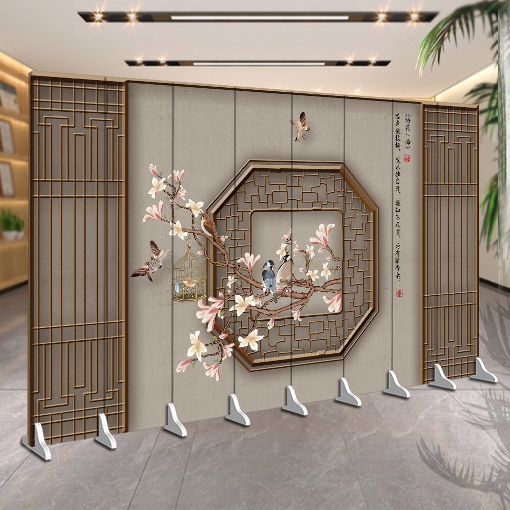 屏风隔断卧室遮挡客厅仿古中式古典饭店包间餐厅移动推拉折叠折屏