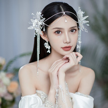 赫拉新品韩式婚礼新娘头饰甜美风水晶额链唯美造型拍照写真饰品