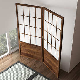 日式格子矮屏风隔断客厅折叠移动酒店实木格栅中式办公室遮挡