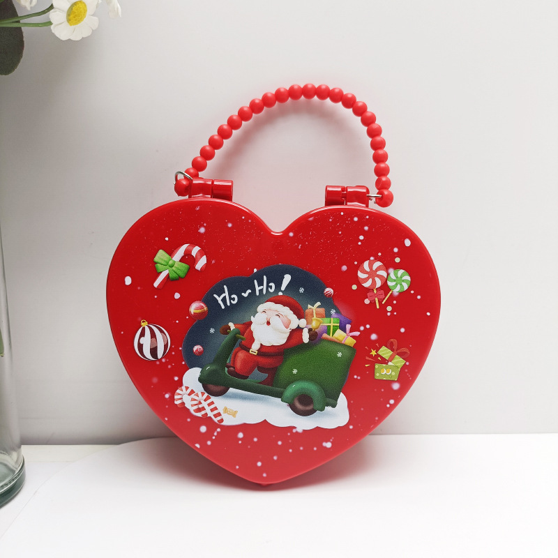 Exclusive for Cross-Border Christmas Style Heart-Shaped Handbag Holiday Gift Heart-Shaped Jewelry Bag Red Santa Claus Jewelry Bag