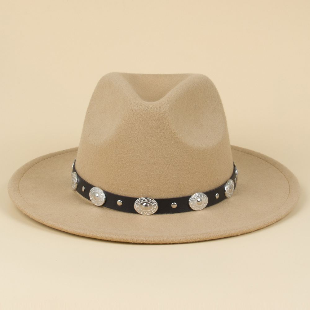 铆钉银扣爵士帽欧美朋克西部牛仔帽星星图案帽子五角星小礼帽现货